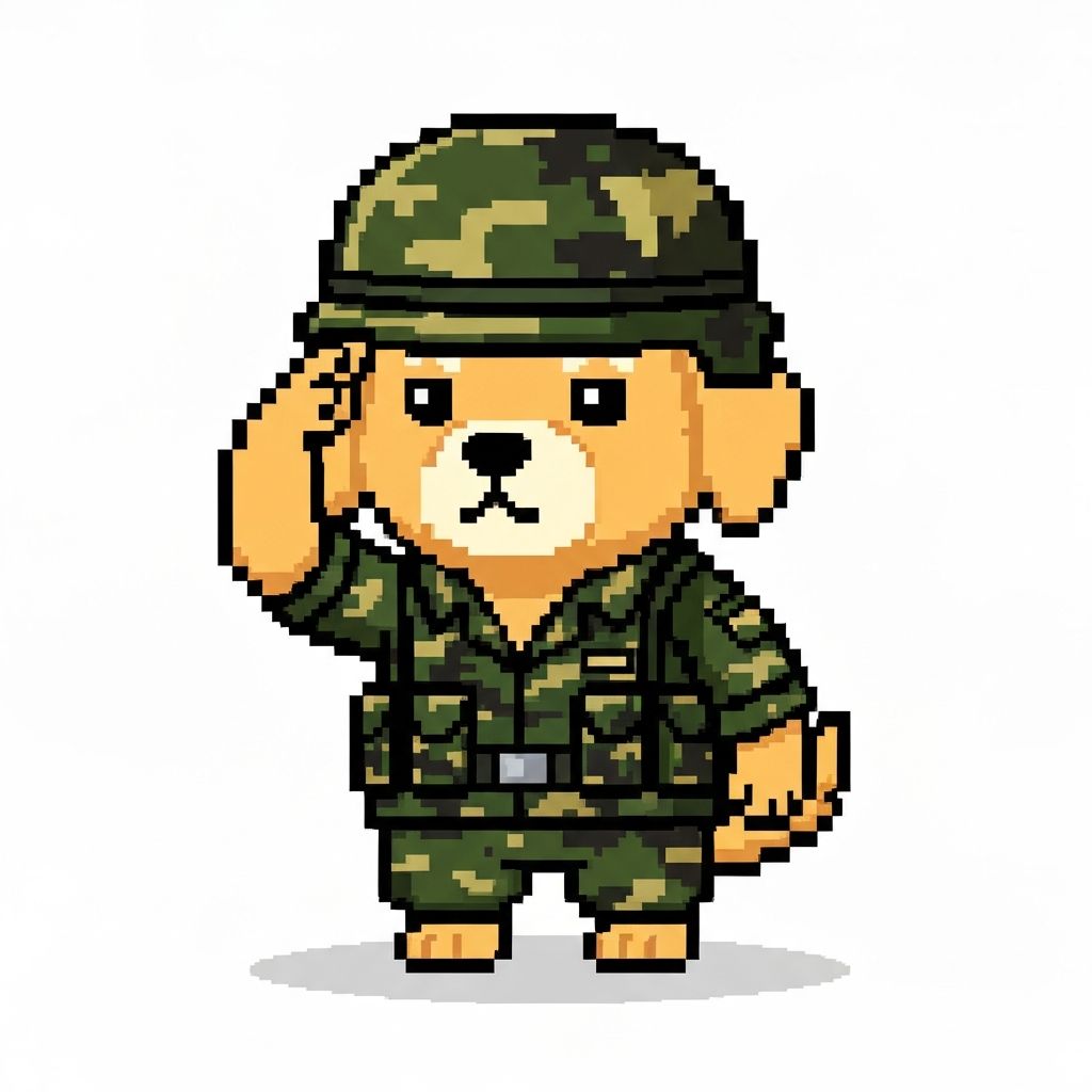 COPYDOG dressed as a soldier